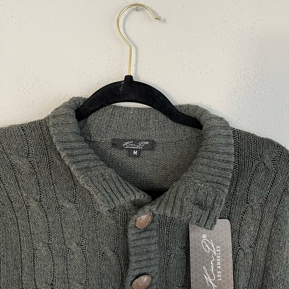 Kian. D man dark green pullover 100% cotton sweater, size M - Picture 3 of 5